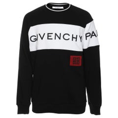 Givenchy Black/White Cotton Knit Logo Embroidered Crew Neck Sweatshirt XS