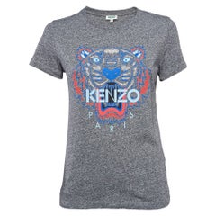 Kenzo - Maglietta grigia con stampa leone in maglia melange S