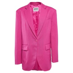 Moschino M05CH1N0 Jeans Fuchsia Pink Gabardine Oversized Blazer S