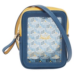 Faure Le Page Blue/Yellow Leather and PVC Phone Pouch Crossbody Bag