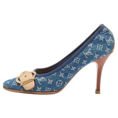 Louis Vuitton Blue Denim and Leather Pumps Size 37.5