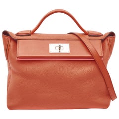 Hermes Terre Azalee Taurillon Maurice and Leather Palladium Finish 24/24 29 Bag