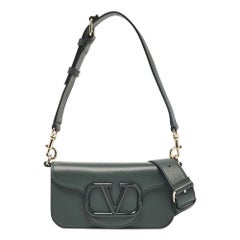 Valentino Dark Green Leather Small Loco Shoulder Bag