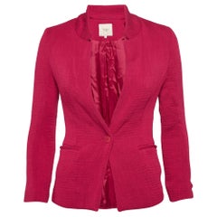 Maje Pink Crinkle Crepe Single Breasted Blazer M