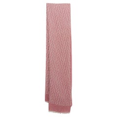 Aigner Pink Monogram Cotton Blend Scarf