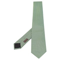 Hermes Green H Love Jacquard Silk Tie