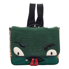 Burberry - Sac à dos à rabat Monster Face en cuir et tissu multicolore Housecheck