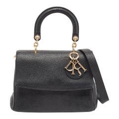 Dior Black Leather Small Be Dior Flap Top Handle Bag