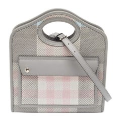 Burberry Grey/Pink Check Canvas and Leather Mini Pocket Bag