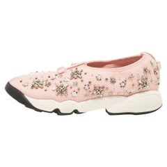 Dior Pink Embellished Mesh Fusion Sneakers Size 38
