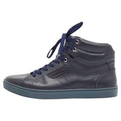 Dolce & Gabbana Navy Blue Leather High Top Sneakers Size 42