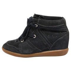 Isabel Marant Black Suede Bobby Wedge Sneakers Size 40