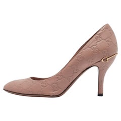 Gucci Beige GG Leather Round Toe Pumps Size 37.5