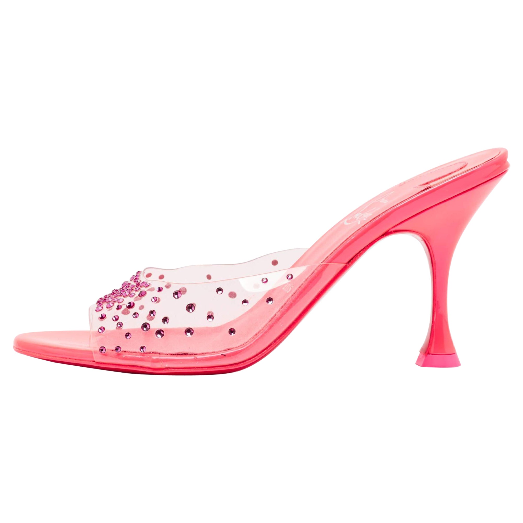 Christian Louboutin - Sandales Degramule en PVC transparent, taille 38