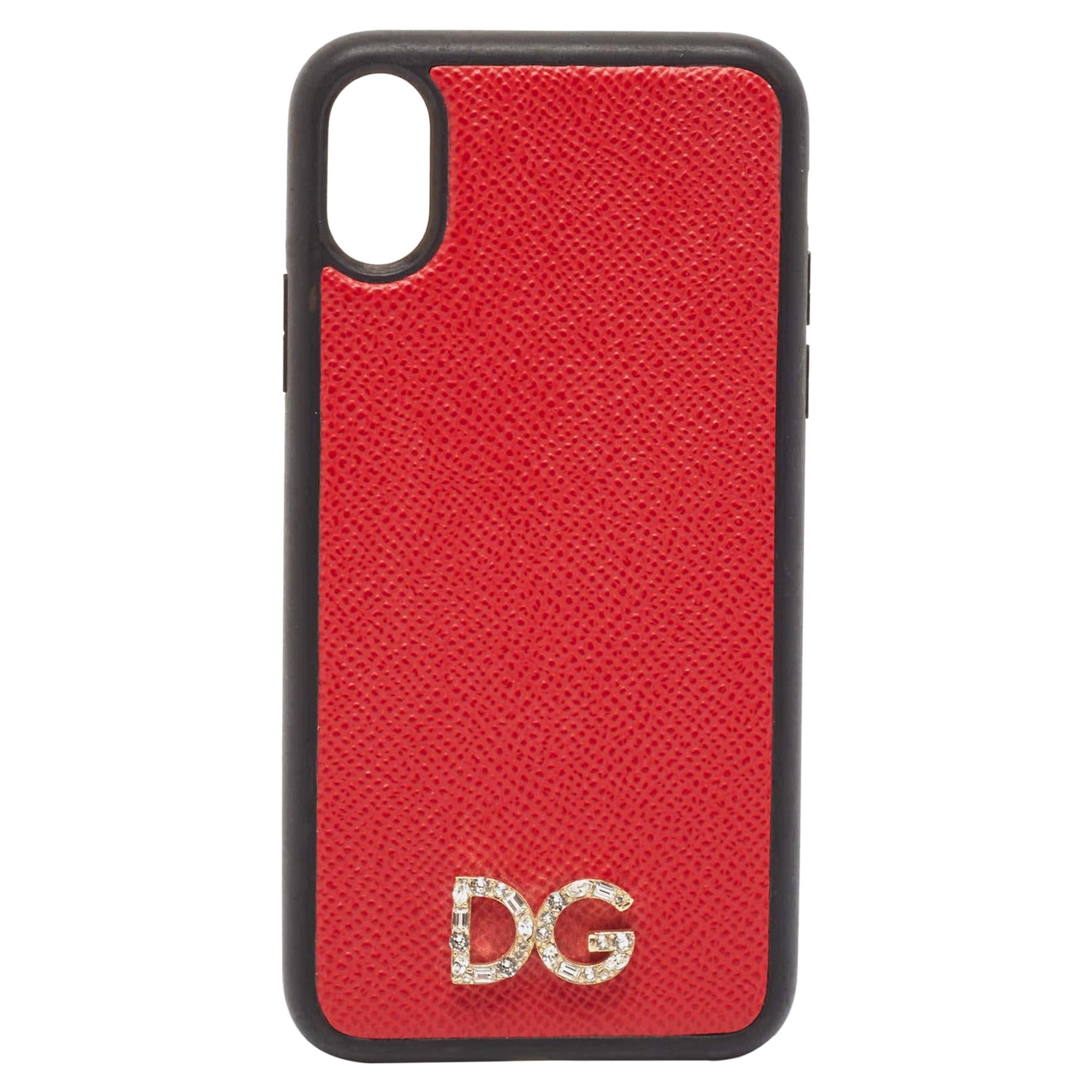 Dolce & Gabbana Red/Black DG Logo Crystals iPhone X Case For Sale
