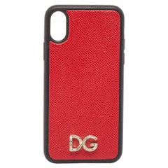 Dolce & Gabbana Rote/Schwarze DG Logo-Kristalle iPhone X Etui