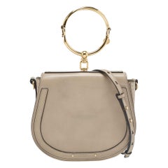 Chloe Grey Leather and Suede Medium Nile Bracelet Shoulder Bag