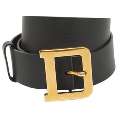 Dior Black Leather Diorquake Buckle Belt 75 CM