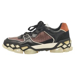 Jimmy Choo Mehrfarbige Turnschuhe aus Leder und Wildleder mit Diamanten und Schnürung Größe 40