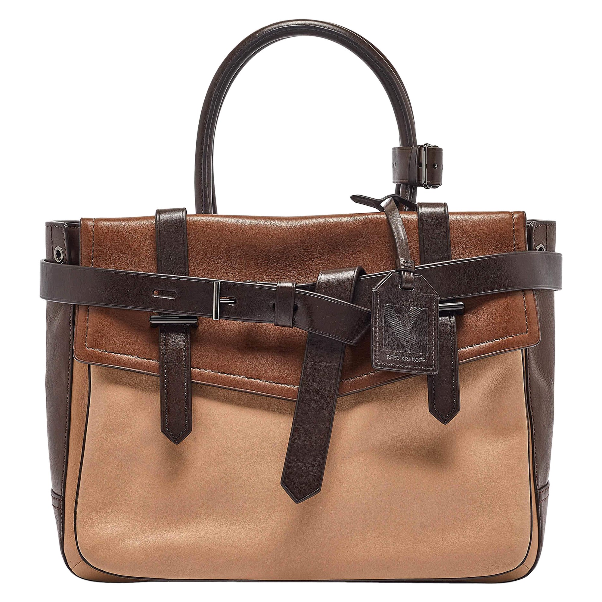 Reed Krakoff Tricolor Leather Gator Boxer II Tote For Sale