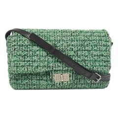 Chanel Green/Black Leather Tweed Reissue 2.55 Flap Bag