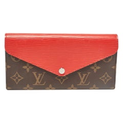 Langes Louis Vuitton Cherry Epi Leder-Brieftasche aus Segeltuch mit Monogramm und Segeltuch Marie-Lou