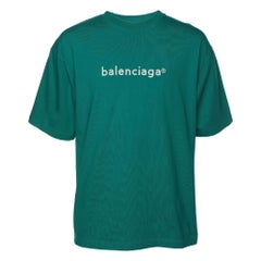 T-shirt Balenciaga imprimé logo en coton vert XS
