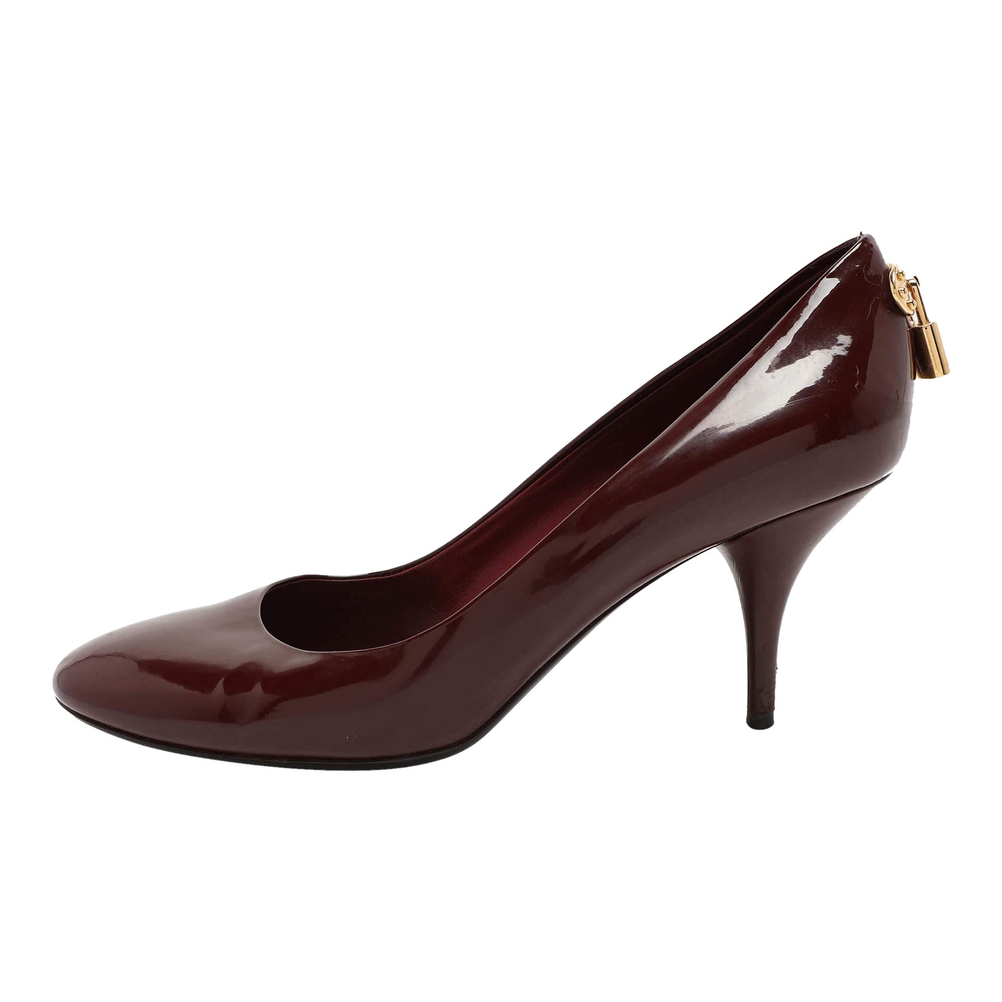 Louis Vuitton Burgunderfarbenes Lackleder Oh Really! Pumps Größe 37,5