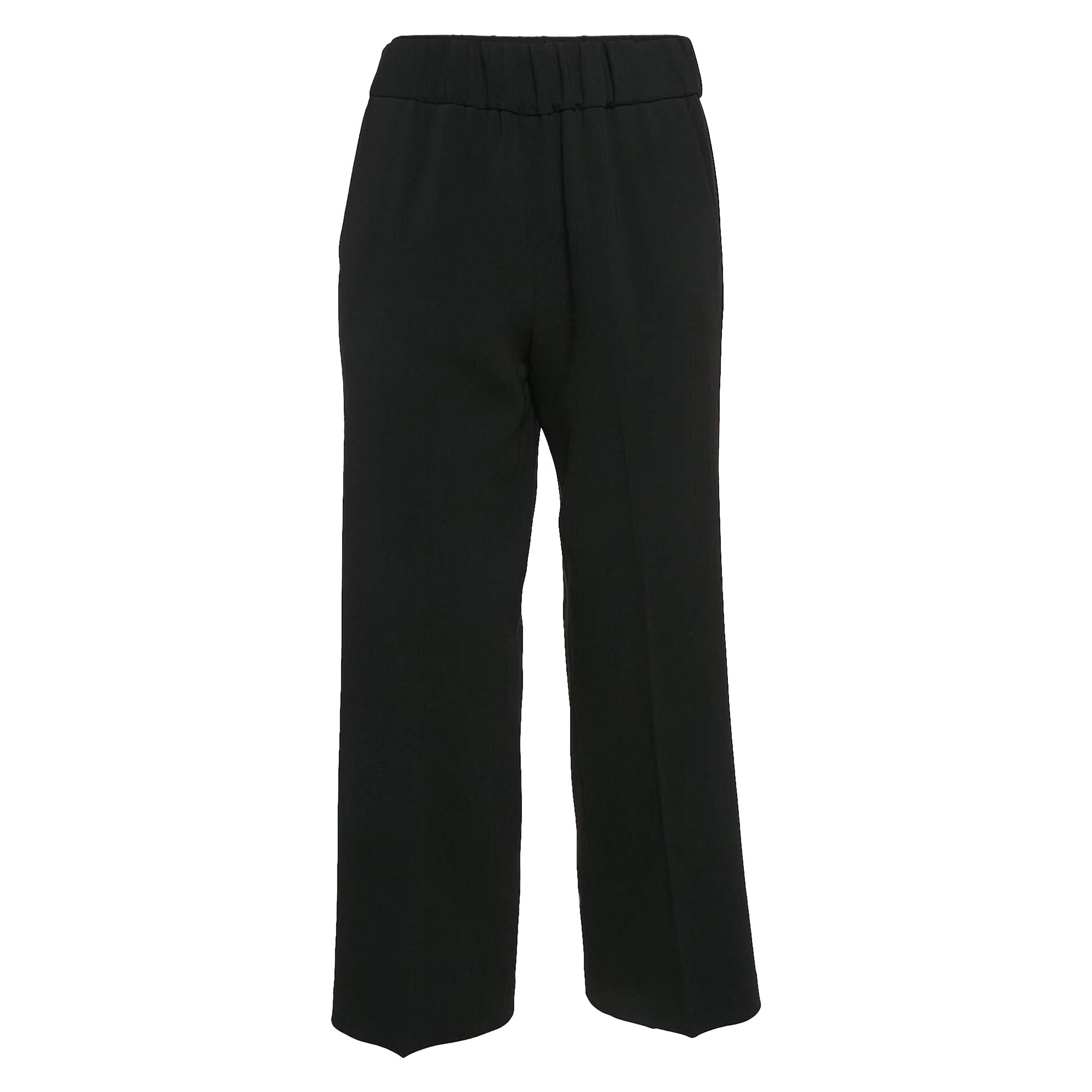 Boutique Moschino Black Crepe Wide Leg Pants S For Sale