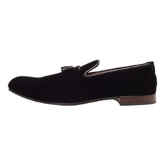 Tom Ford Black Leather Velvet Loafers Size 44