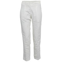 Brunello Cucinelli White Linen Blend Tapered Trousers S