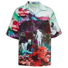 Prada - Camicia oversize con stampa grafica multicolore - S