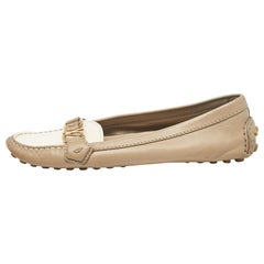 Louis Vuitton Beige/White Leather Oxford Loafers Size 39