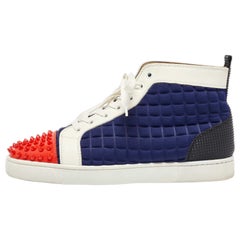 Christian Louboutin Patent Leather Neoprene Louis Flat High Top Sneakers Size 43