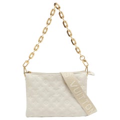 Louis Vuitton White Monogram Embossed Leather Coussin PM Bag