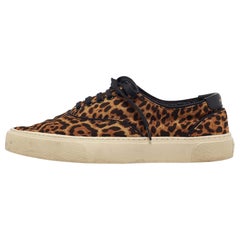 Saint Laurent Paris Zapatillas con cordones Venecia de lona marrón/negro Talla 40.5