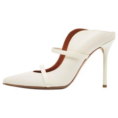 Malone Souliers White Leather Maureen Mules Size 37