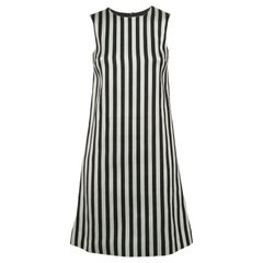 Dolce & Gabbana Monochrome Striped Cotton Sleeveless Mini Dress XS