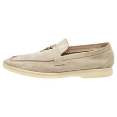 Loro Piana Grey Suede Summer Charms Walk Loafers Size 40