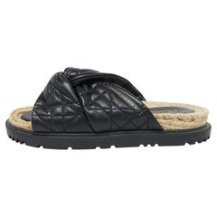 Dior Black Cannage Quilted Leather D-Twist Espadrille Flat Sandals Size 39
