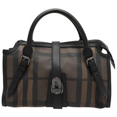 Burberry Borsa da bowling a catena in PVC e pelle a quadri fumé neri