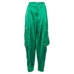 Bottega Veneta Green Fluid Satin Cargo Pants L