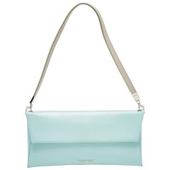 Jil Sander Light Blue Leather Clutch Shoulder Bag