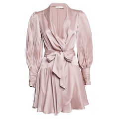 Zimmermann Pink Silk Wrap-Up Mini Dress XS