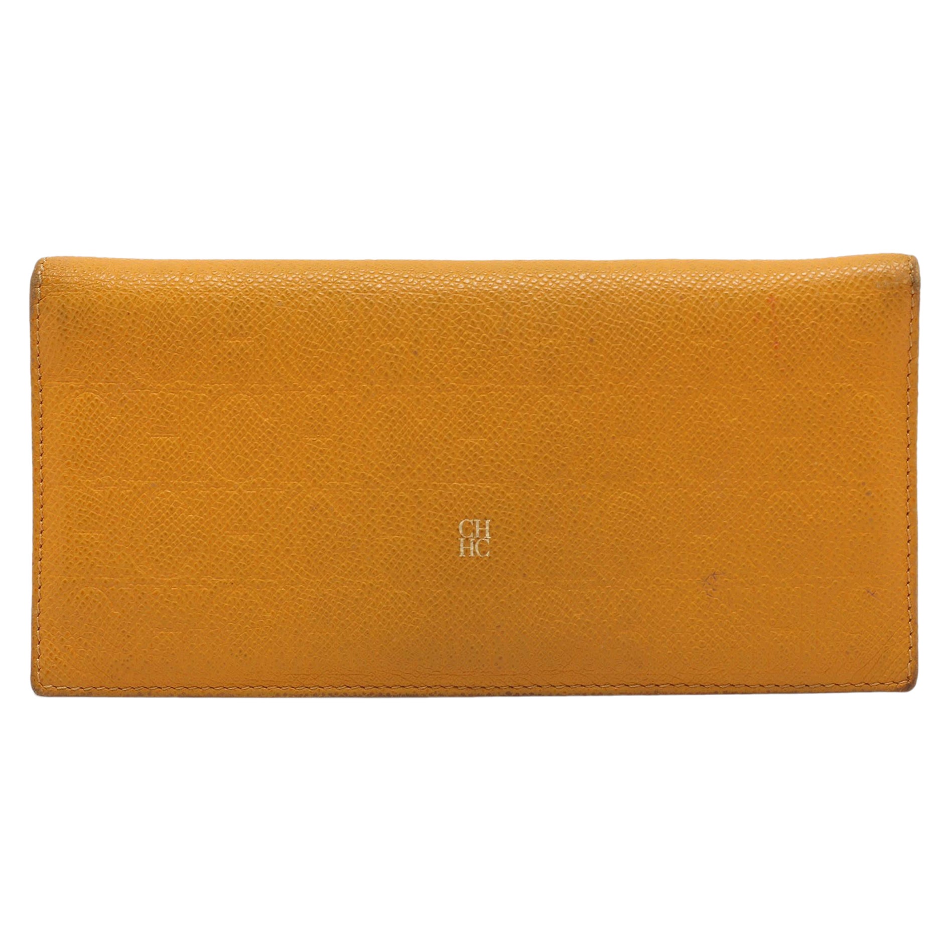 CH Carolina Herrera Yellow Embossed Leather Wallet