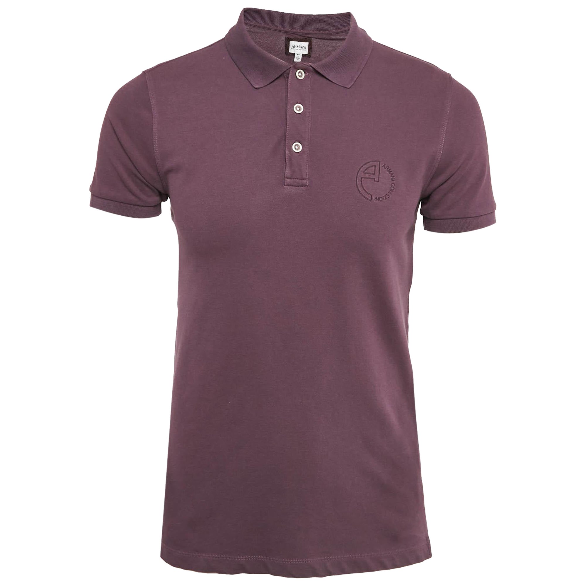 Armani Collezioni Polo de Piqué de Algodón Bordado con Logotipo Morado L