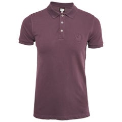 Armani Collezioni Purple Logo Embroidery Cotton Pique Polo T-Shirt L