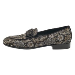 Dolce & Gabbana Black/Metallic Brocade Fabric Loafers 39.5