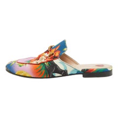 Gucci Multicolor Floral Fabric Princetown Flat Mules Size 39.5