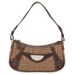Givenchy Braunes Monogramm aus Segeltuch und Leder Baguette